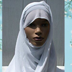 Vintage Plain Chiffon Scarf 72 x 30 inch White